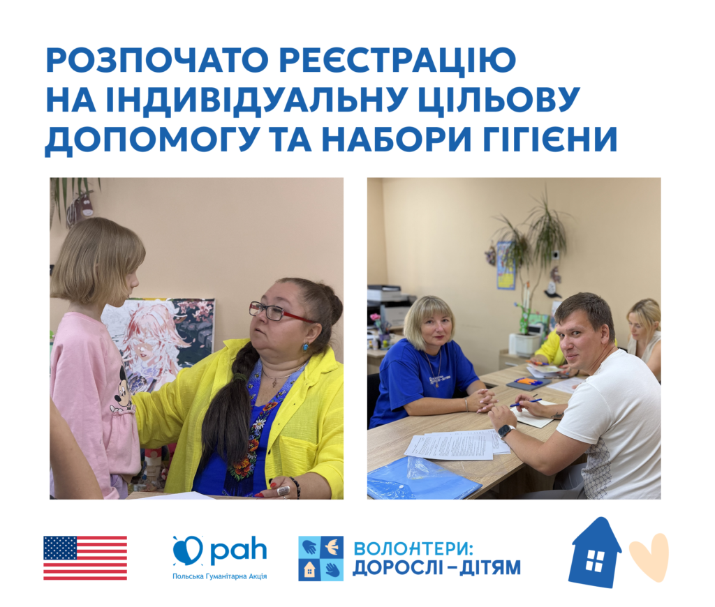 Розпочато реєстрацію на індивідуальну цільову допомогу та набори гігієни